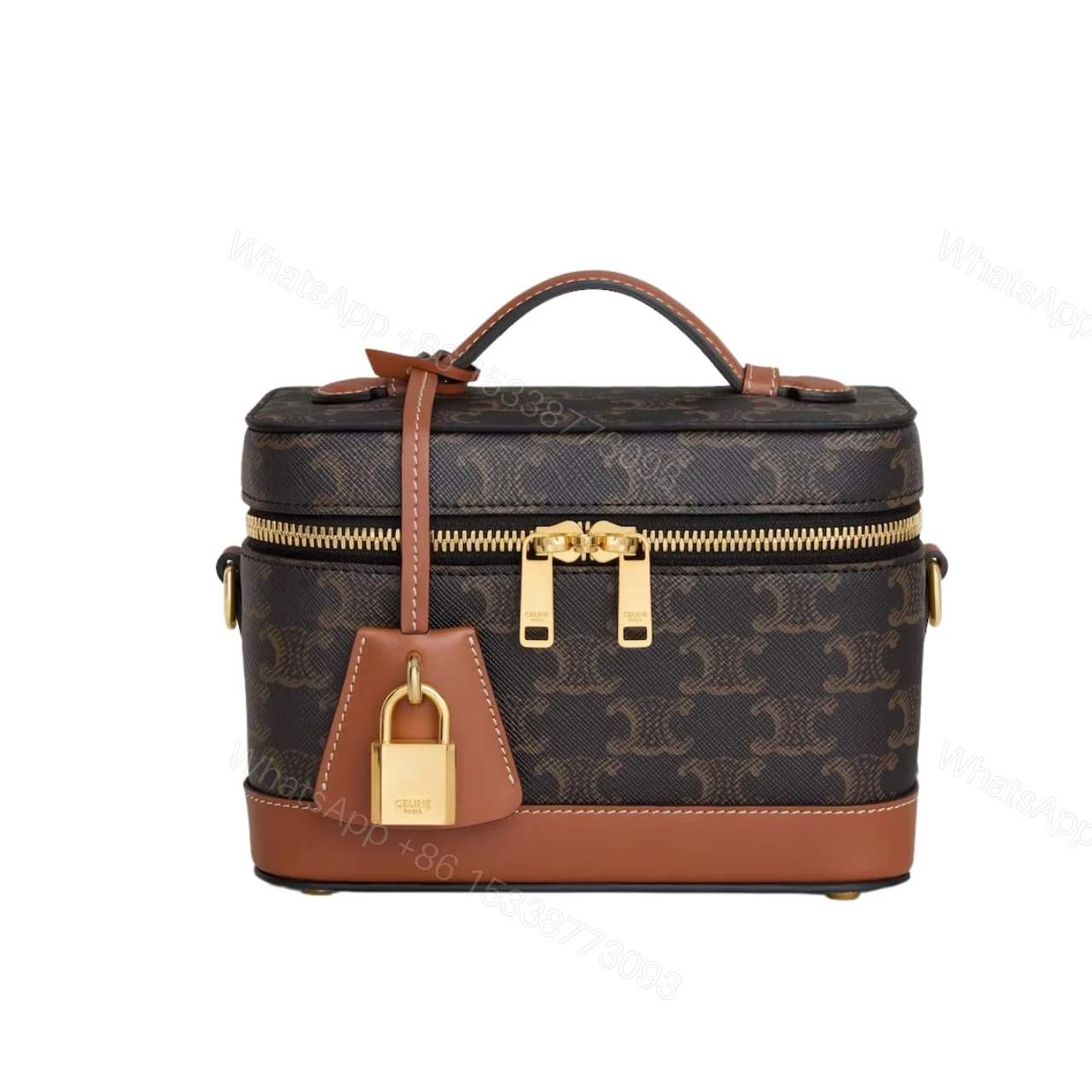 CELINE VANITY IN TRIOMPHE CANVAS TAN 18CM 119462BZJ 04LU — view 1