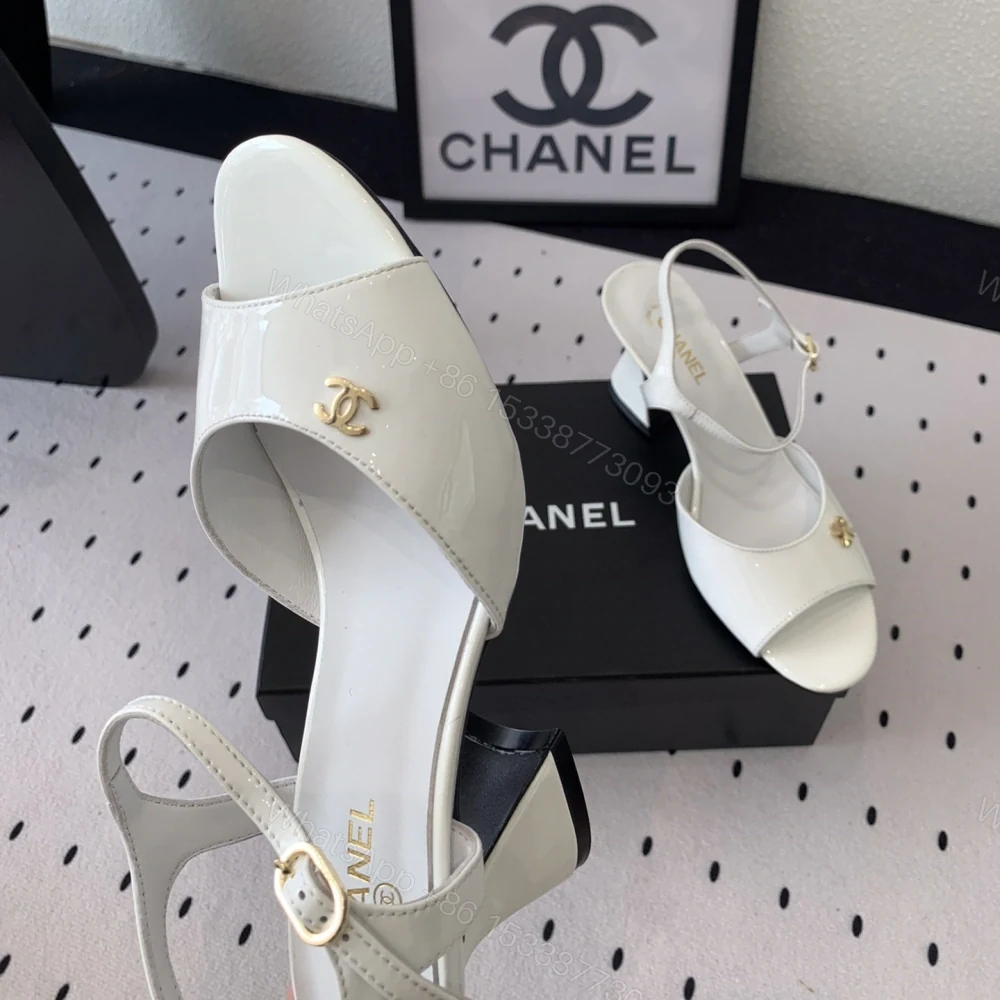 View 5 of 高仿Chanel*G45723A魚嘴高踭鞋漆皮白色5.5CM免檢版