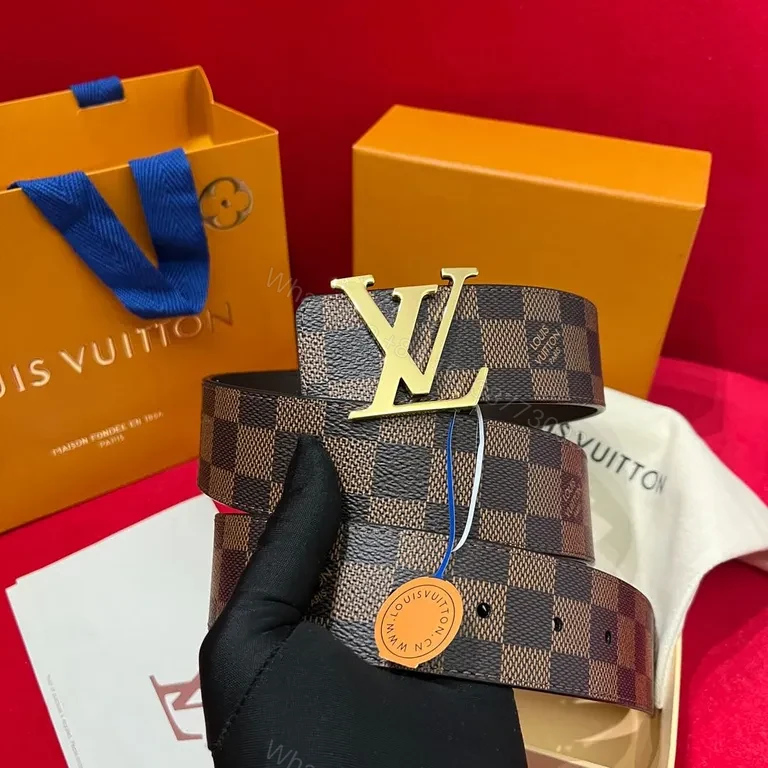View 6 of Premium Damier LV Belt: Canvas + Stainless Buckle, Adjustable Comfort