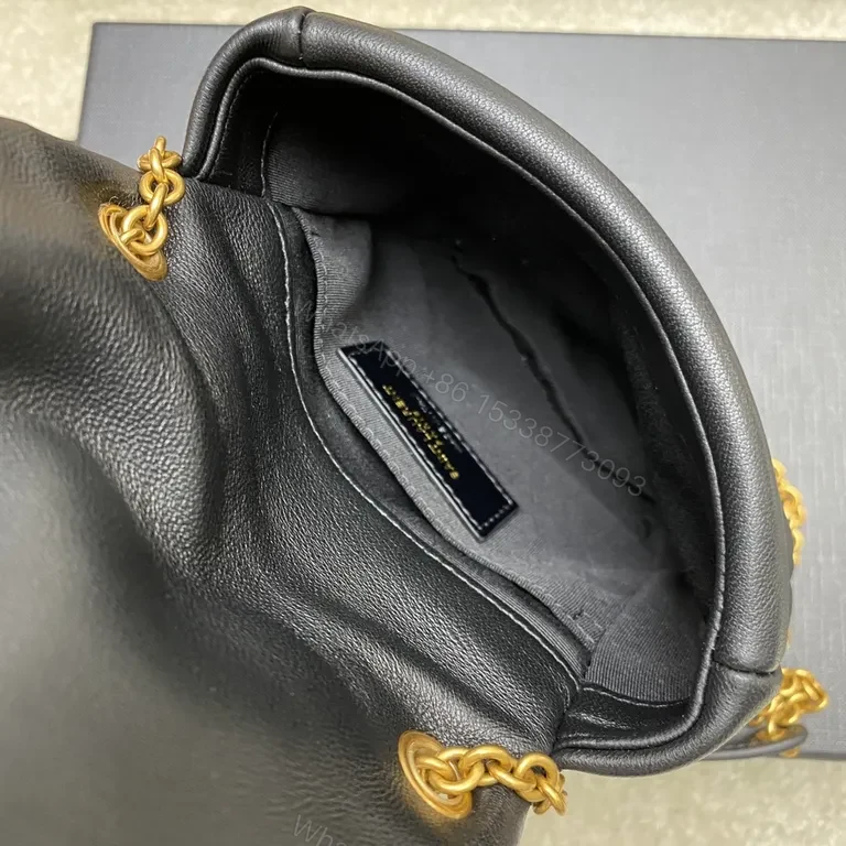View 7 of Compact Luxe Crossbody: Gold-YSL Monogram Leather Bag