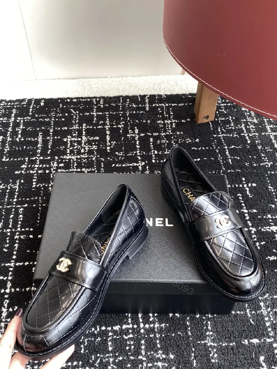 View 3 of Quilted Leather Loafers: Black with Gold Hardware, Premium Style