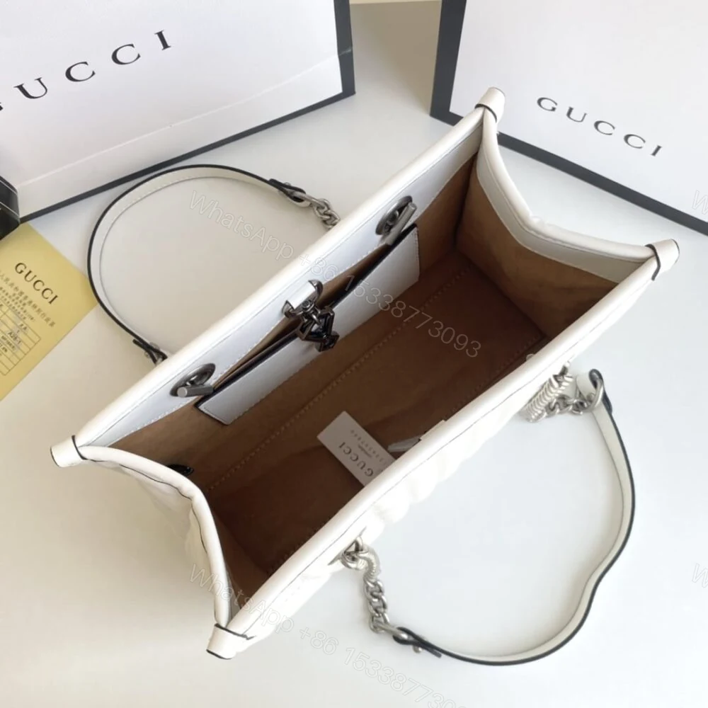 View 6 of Gucci GG Marmont Small Tote Bag White 26Cm 681483 UM8BN 9022