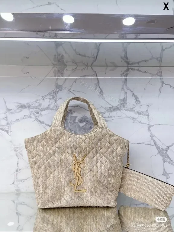 View 3 of Soft Texture Gaby Tote: Quilted YSL Luxury Handbag
