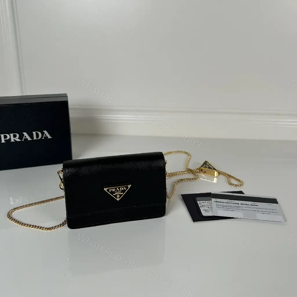 View 9 of Compact Crossbody Bag: Black Leather, Gold Chain, Minimalist Luxe