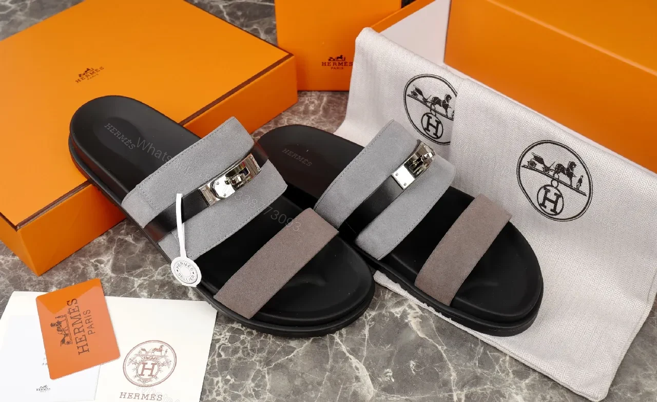 View 4 of Two-Tone Strappy Sandals with Signature Hardware - Elevated Comfort