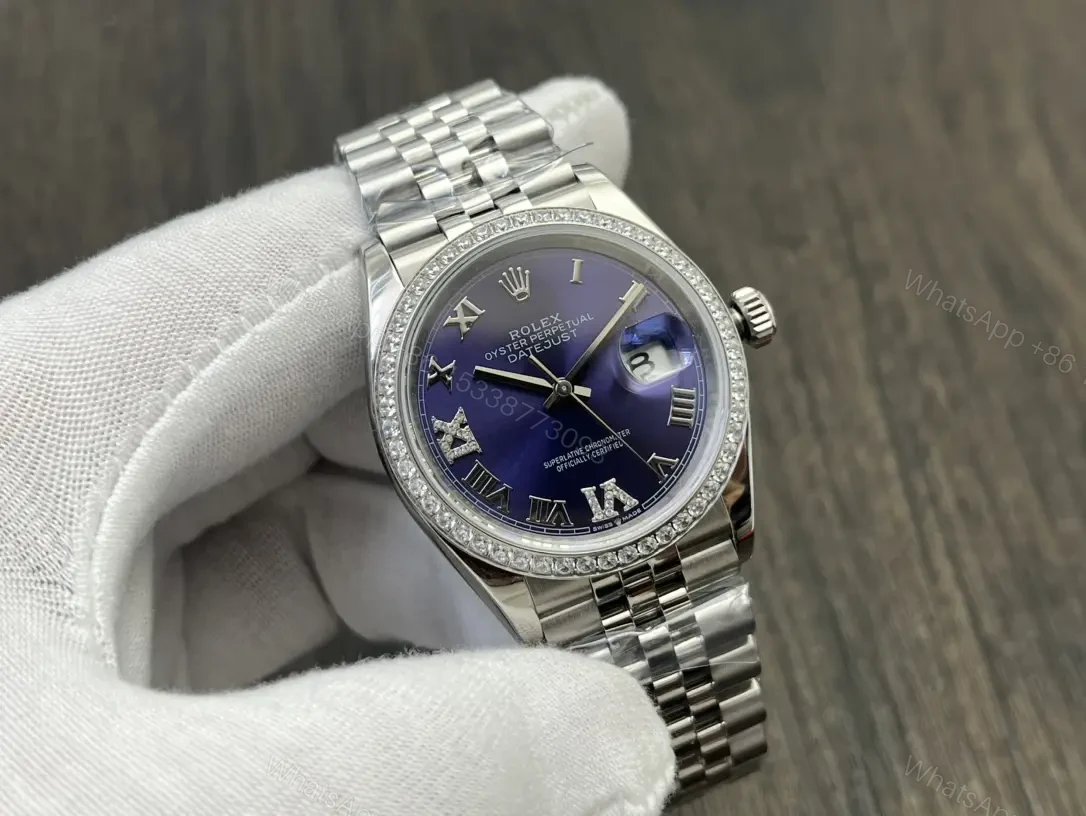 View 2 of Rolex Datejust 36 Stainless Steel Fluted Jubilee Purple Roman 178274-0088