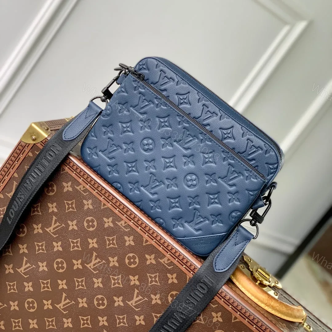 LV TRIO MESSENGER 25 IN BLUE MONOGRAM SHADOW CALFSKIN — view 1