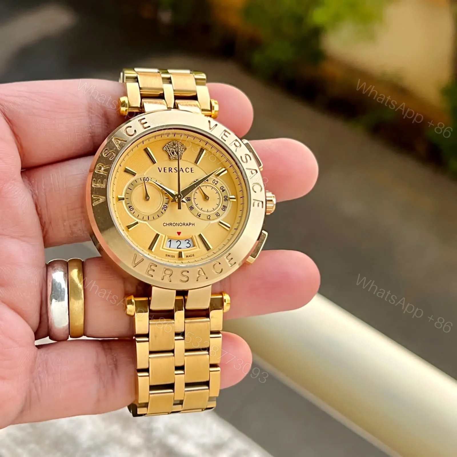 View 2 of Versace Aion Chronograph Golden Brand: Versace For: Men Collection: Premium Collection Model: Aion Chronograph Dial Size: 45mm