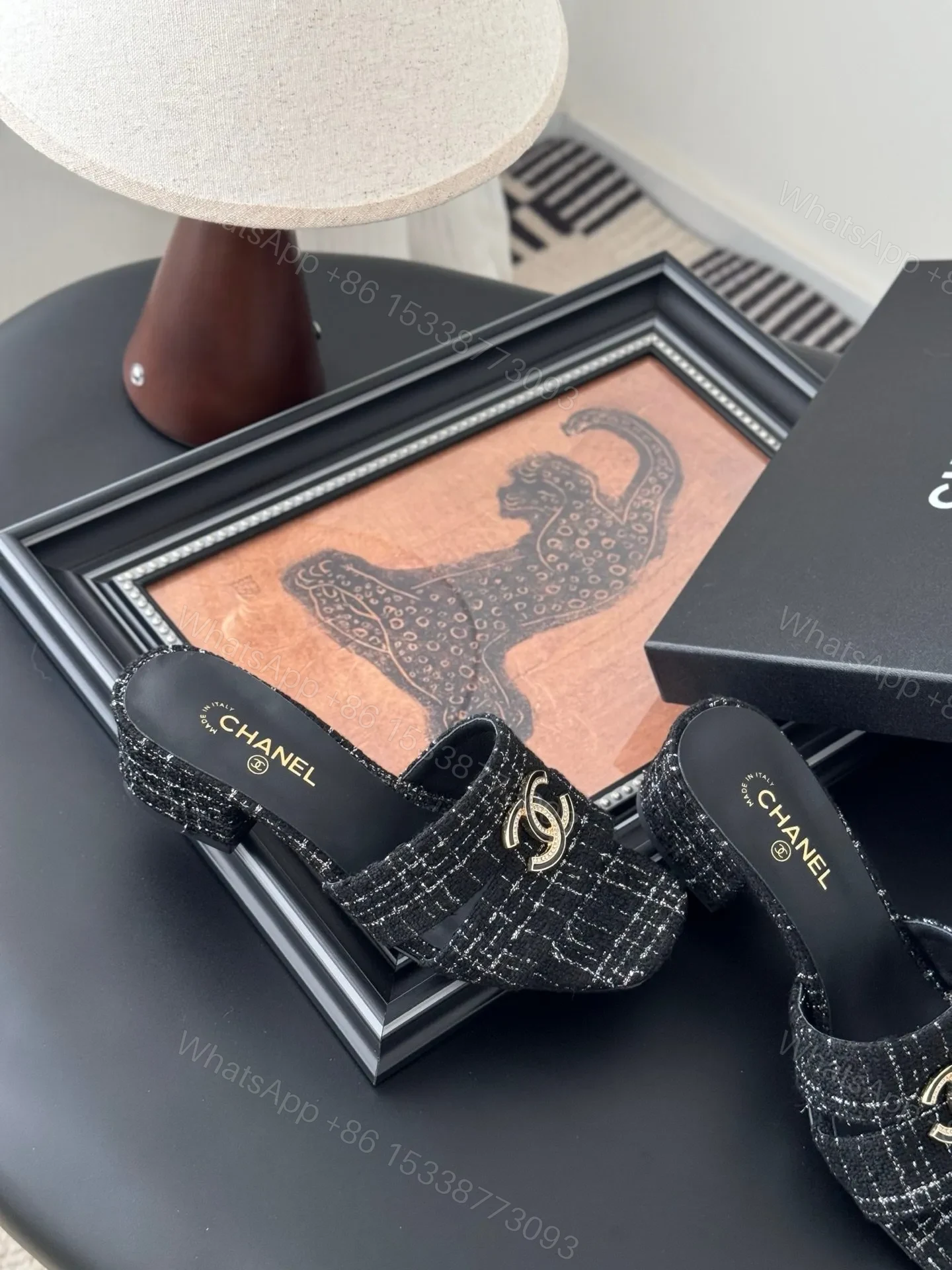 View 6 of Chanel Women Black Tweed Mules