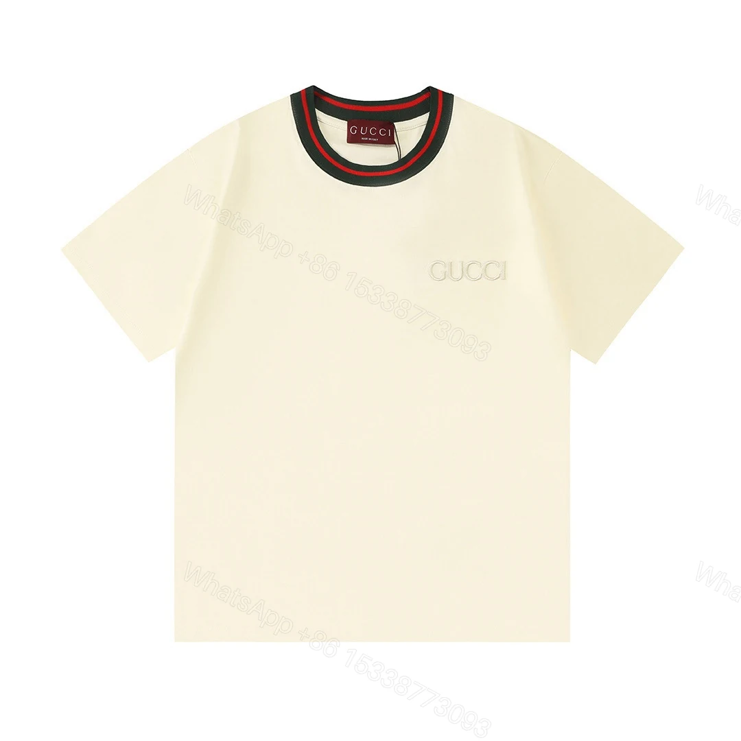 GucciA貨白色短袖T恤男款 撞色領口設計展現風格 — view 1