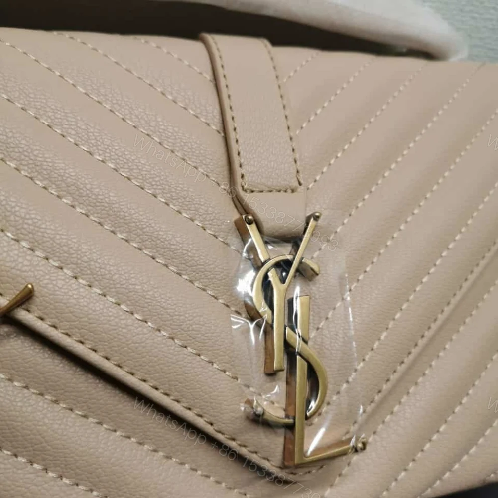 View 3 of Saint Laurent College Large Chain Bag Beige 25Cm