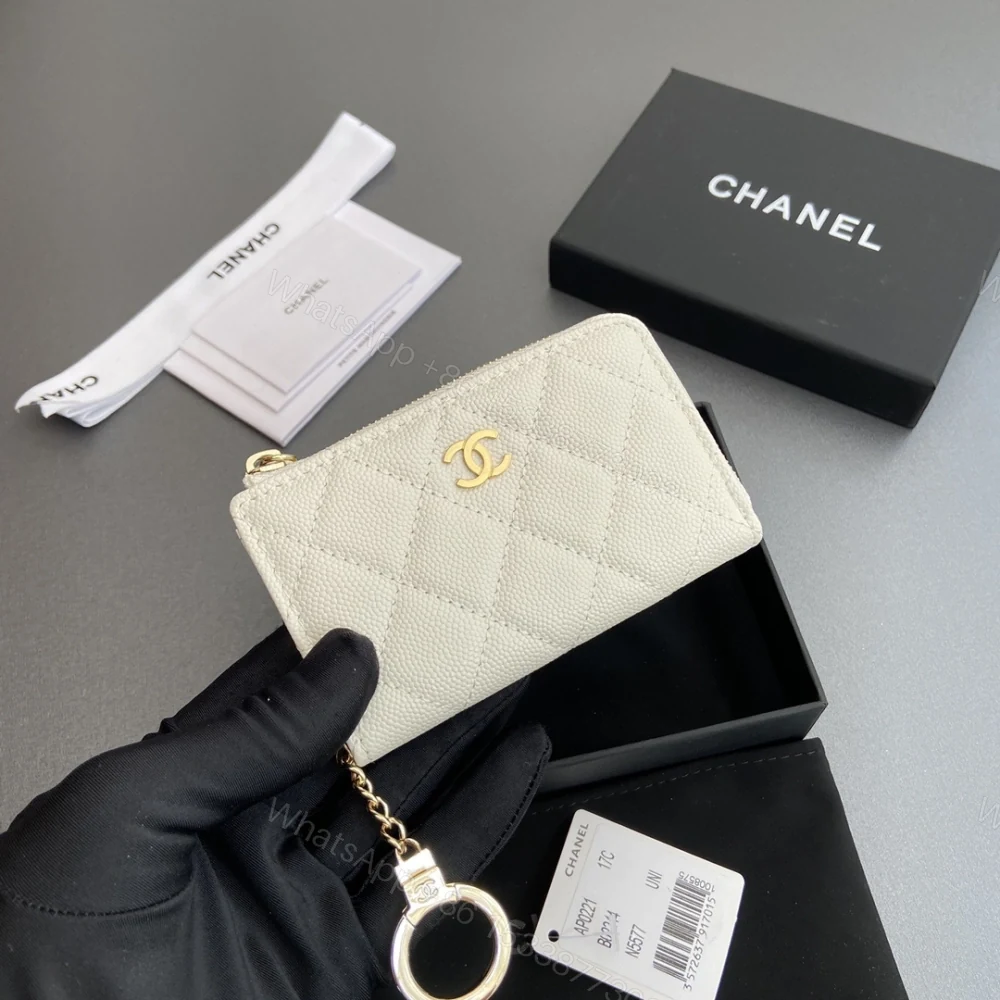 View 7 of 高仿Chanel*AP0223零錢包白色魚子醬金扣免檢版