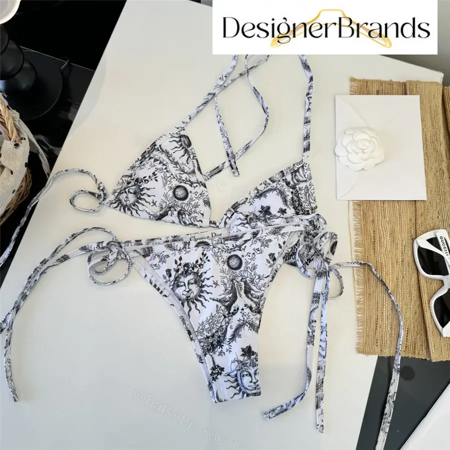View 3 of Dior Toile de Jouy Soleil Black and White Two-Piece Bikini Set