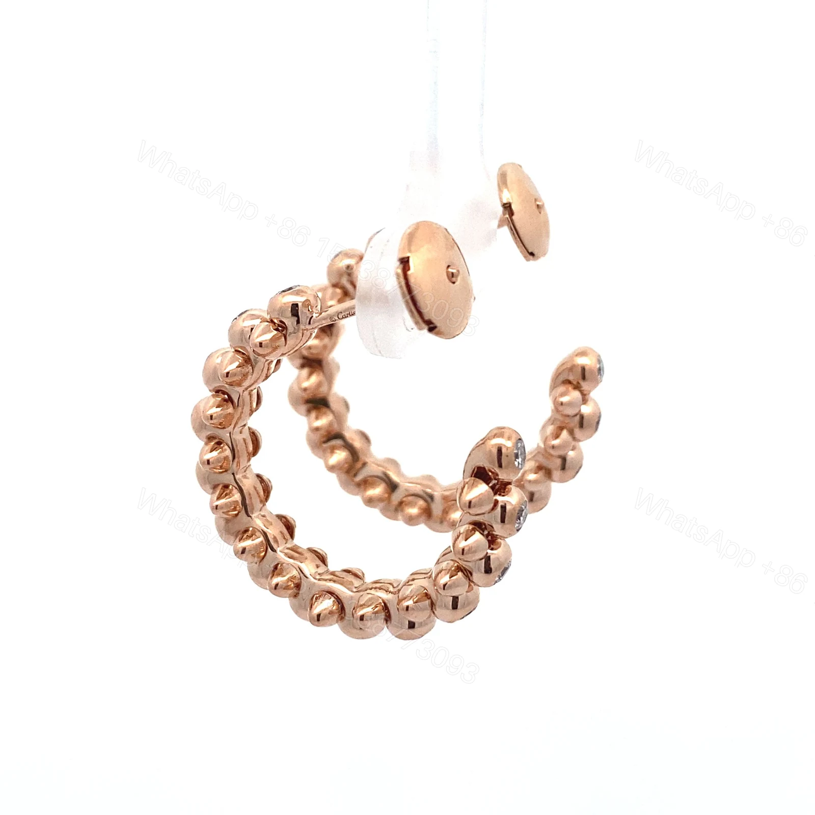 View 4 of 18K Clash De Cartier Rose Gold Diamond Hoop Earrings