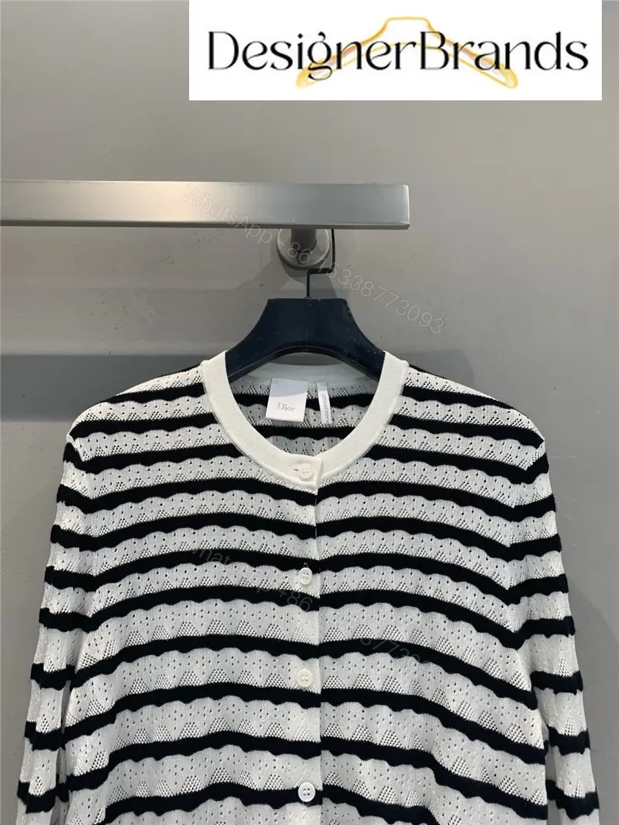 View 2 of Dior Mariniere Twinset Striped Knit Cardigan