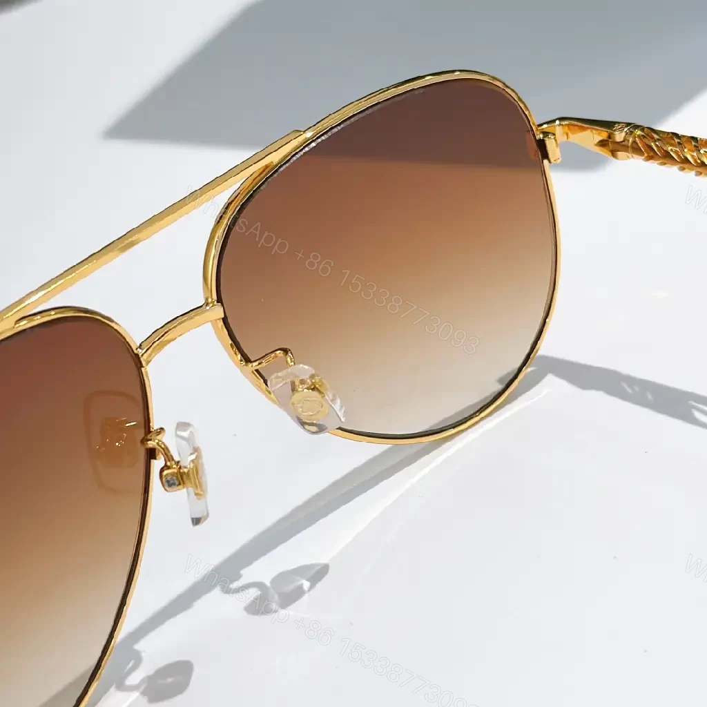View 7 of Gold-Tone Aviator Sunglasses with Montblanc Detailing, Premium Style