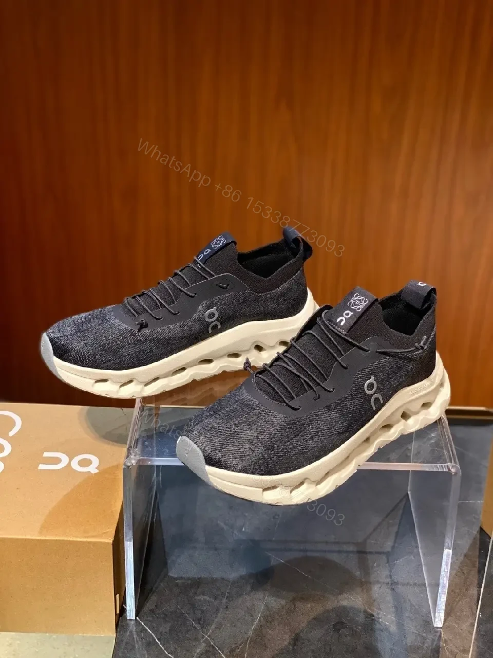 View 2 of Denim-Texture High-Top Sneakers: Everyday Luxury Comfort