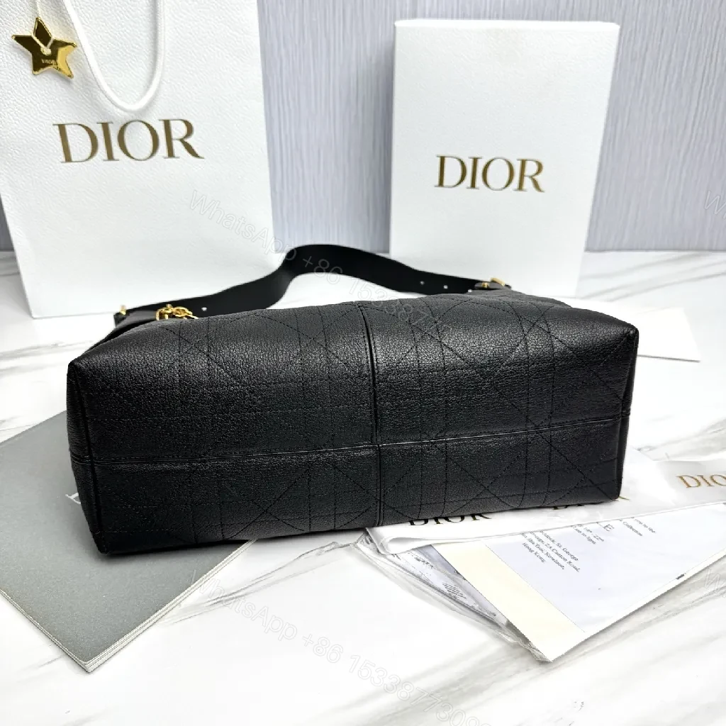 View 5 of Black Leather Shoulder Bag with Gold Charm, Practical Chic