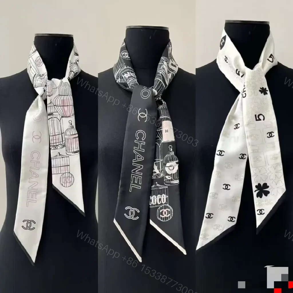 Monochrome Silk Scarf: Luxe, Logo-Accent, Everyday Scarves — view 1