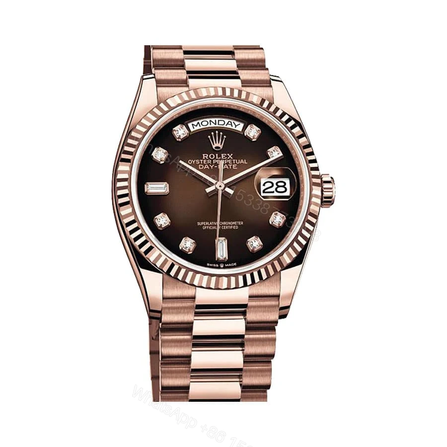 View 2 of Rolex Day-Date 128235-0037 Super Clone : 36mm Everose Gold Brown Ombré Diamond Dial with Caliber 3255