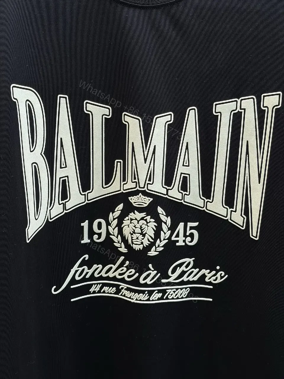 View 7 of Black Cotton Tee + Oversized Logo + Streetwear + Balmain-inspired Graphic + T-Shirt