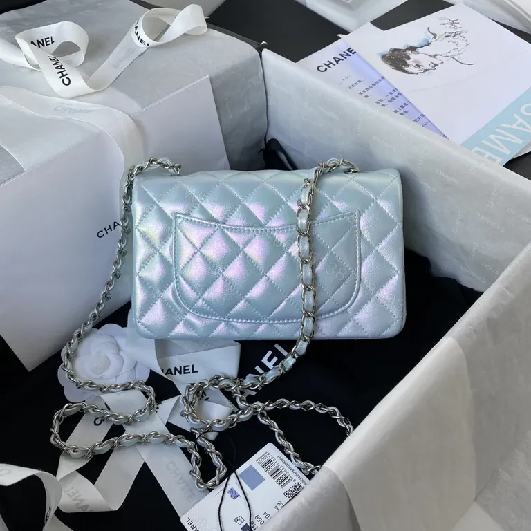 View 3 of Iridescent Quilted Chain Shoulder Bag - Modern Luxury, Everyday Versatility