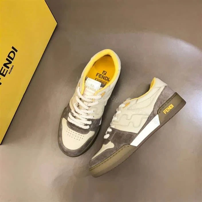 View 8 of Fendi Match Beige Suede Low-Top Sneakers – FD32