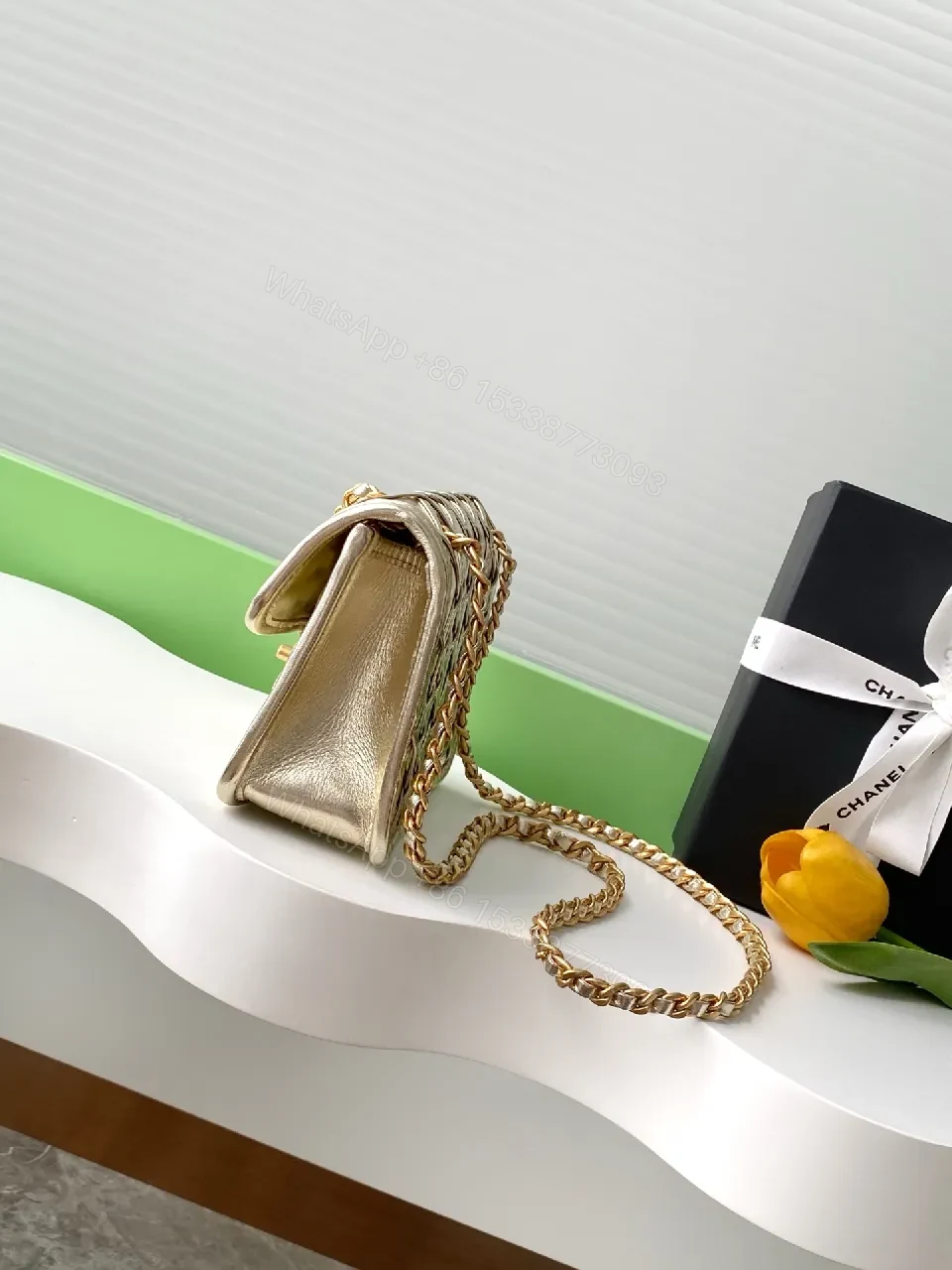 View 2 of Metallic Quilted Chain Bag: Compact Glamour, Weekend-Ready