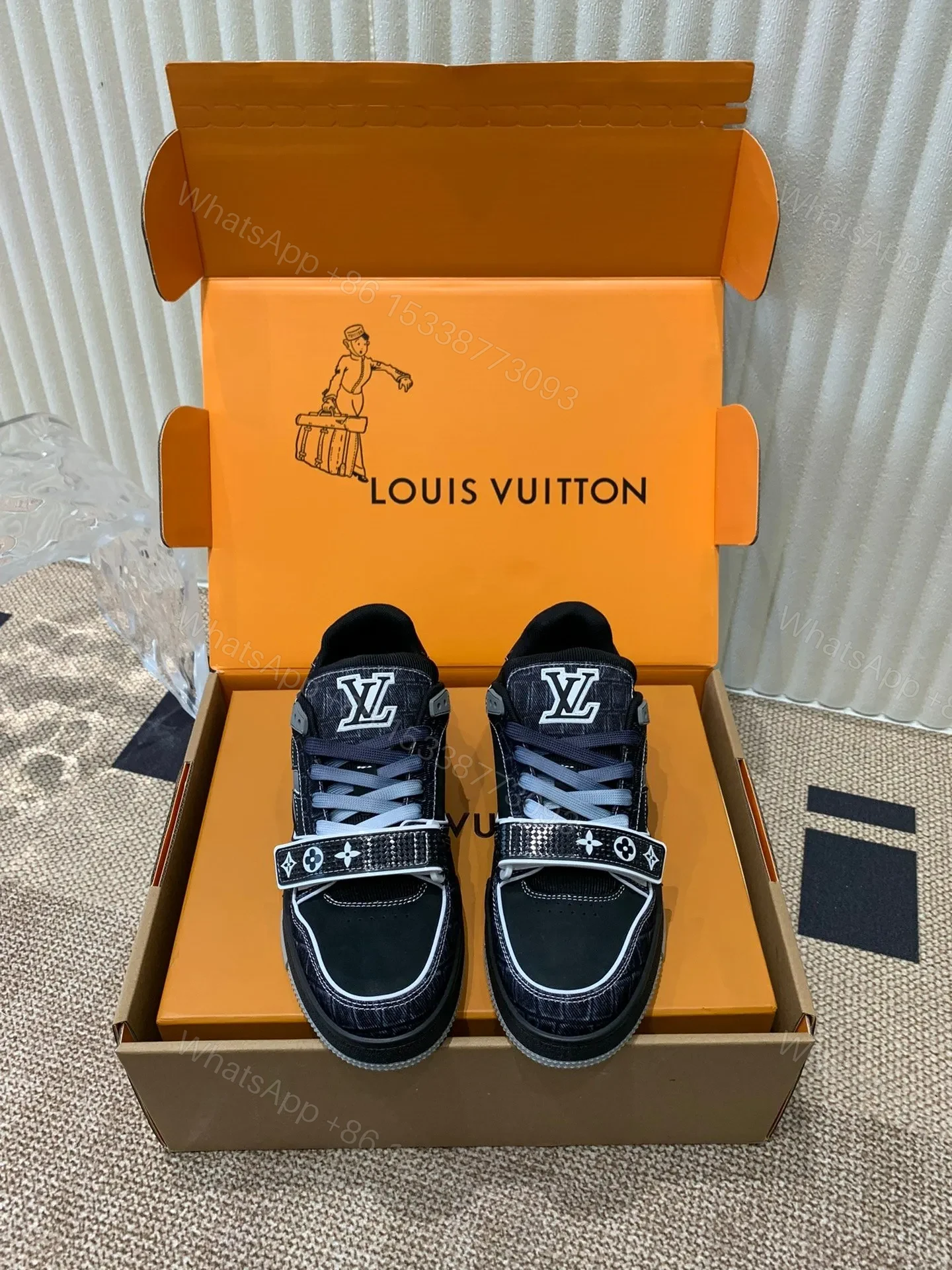 LV Women Black Fabric Sneakers — view 1
