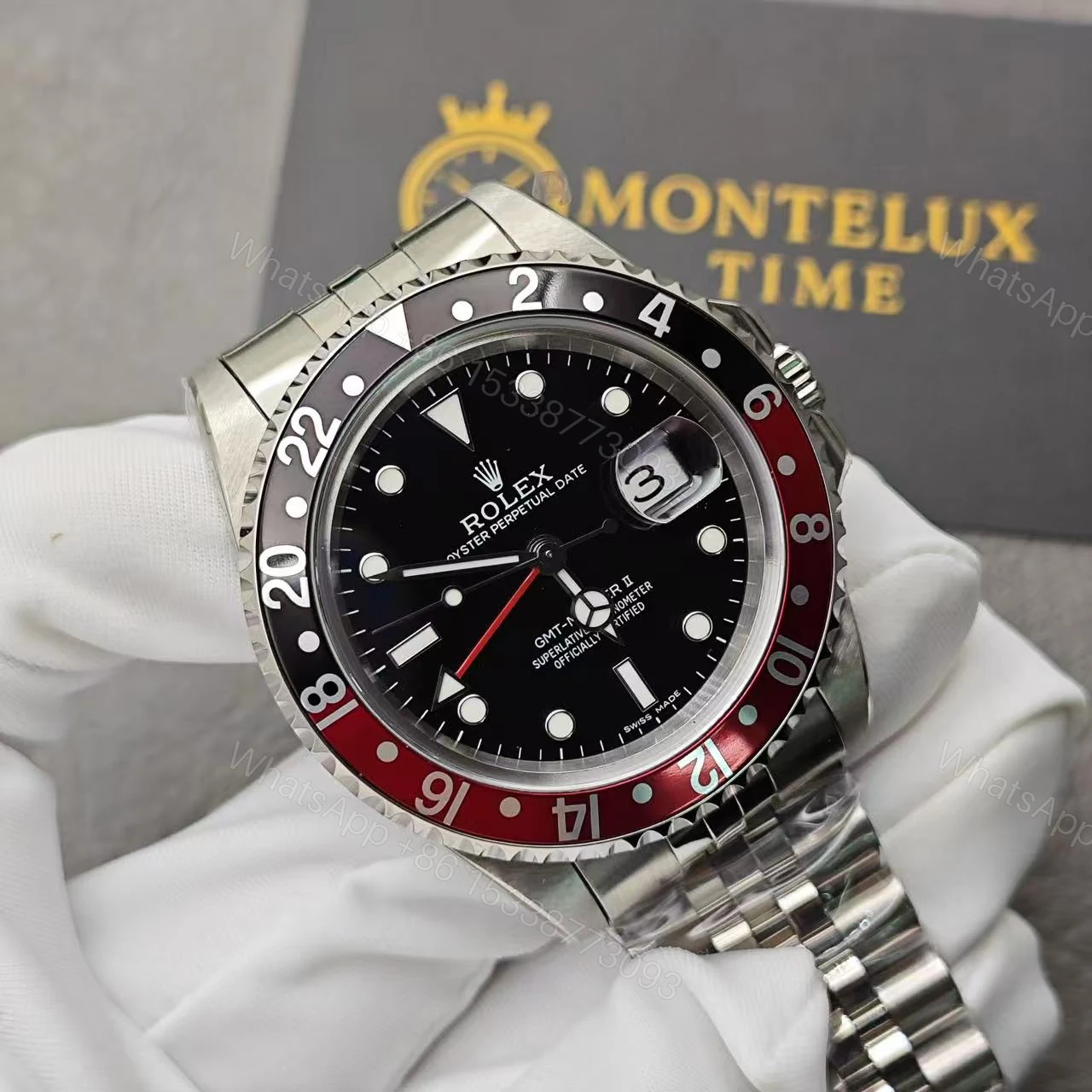 View 2 of Replica Rolex GMT-Master Black Dial 16710 “Pepsi”