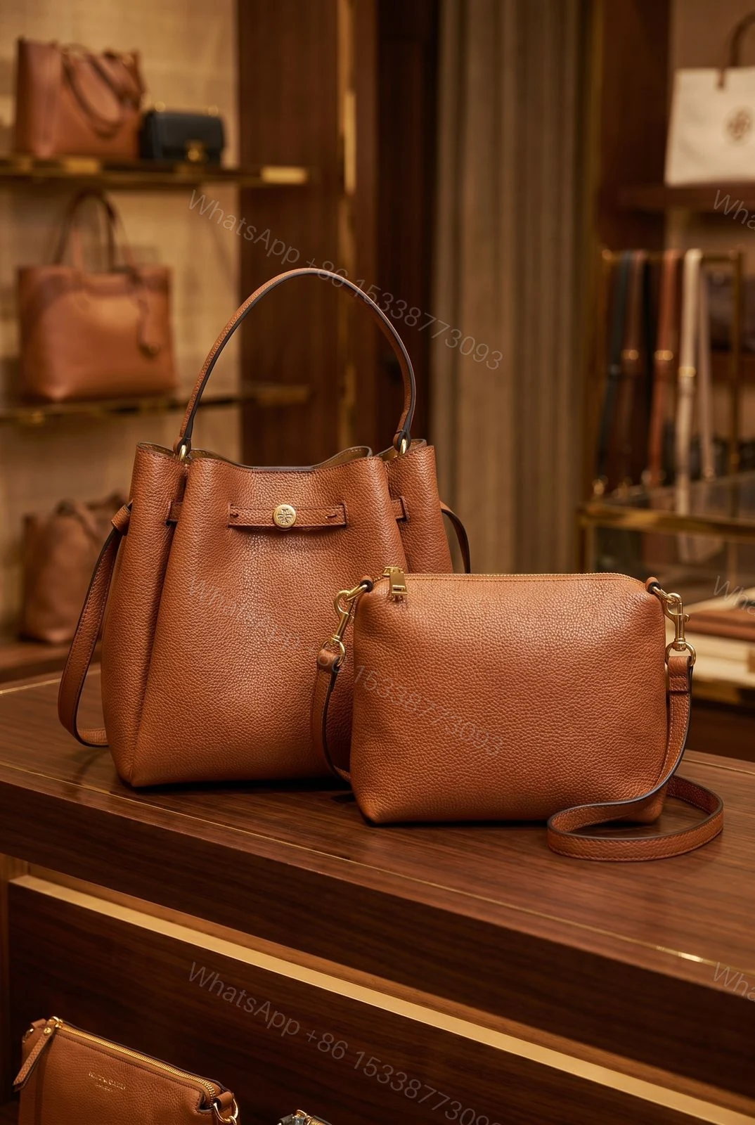 View 3 of Tory Burch Romy Bucket Bag First Copy | AAA+ Replica Designer Bucket Bag