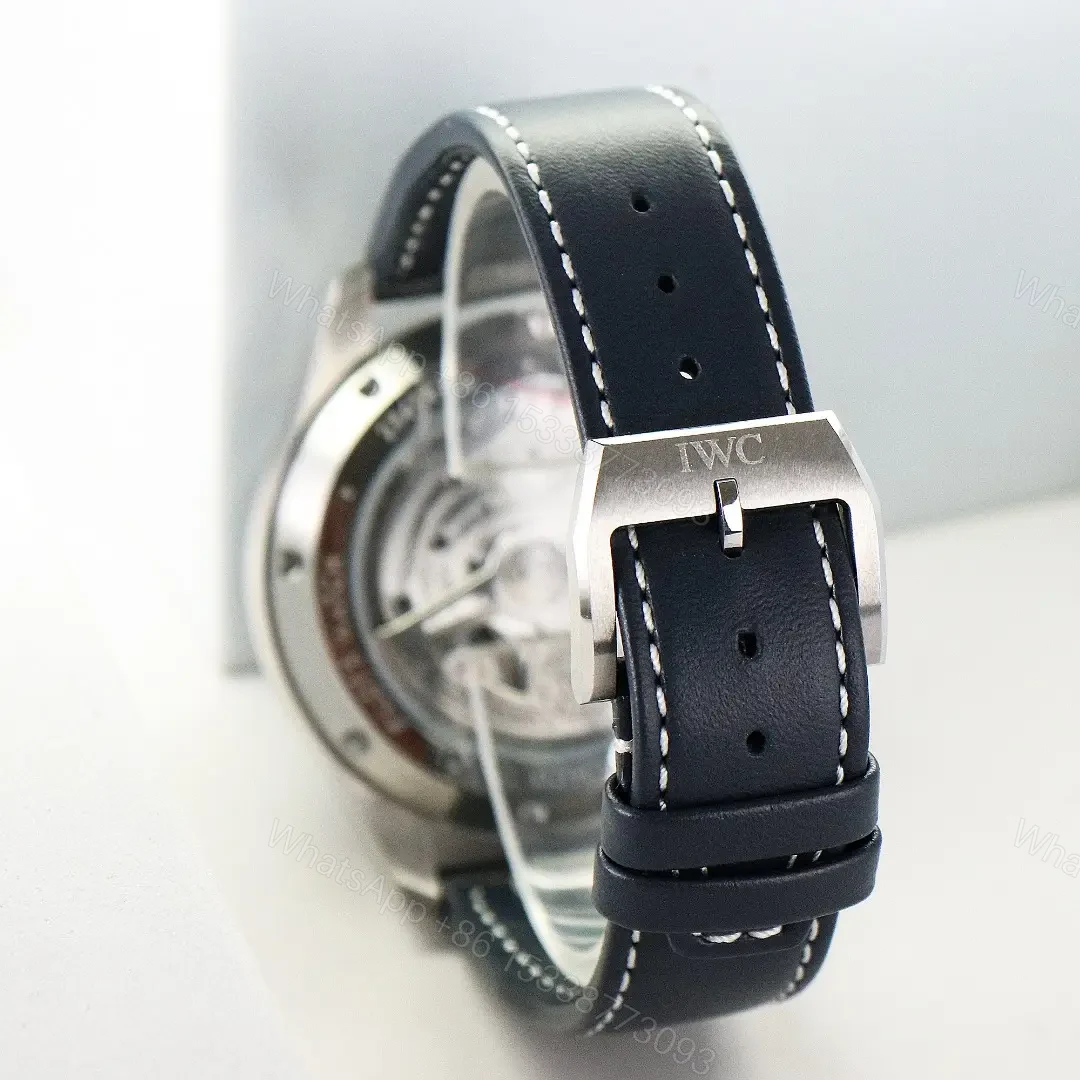 View 8 of IWC Pilot Chronograph Watch Blue Dial Black Leather Strap Ultimate 43MM IW3780031