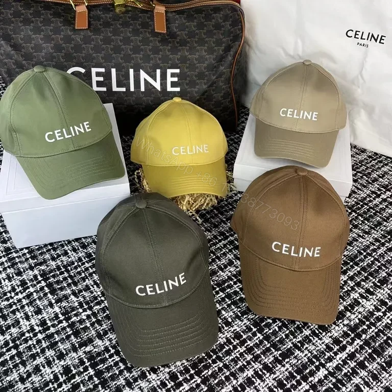 View 2 of Color-Block Luxe Cap: Premium Cotton, Minimal CELINE Logo Cap