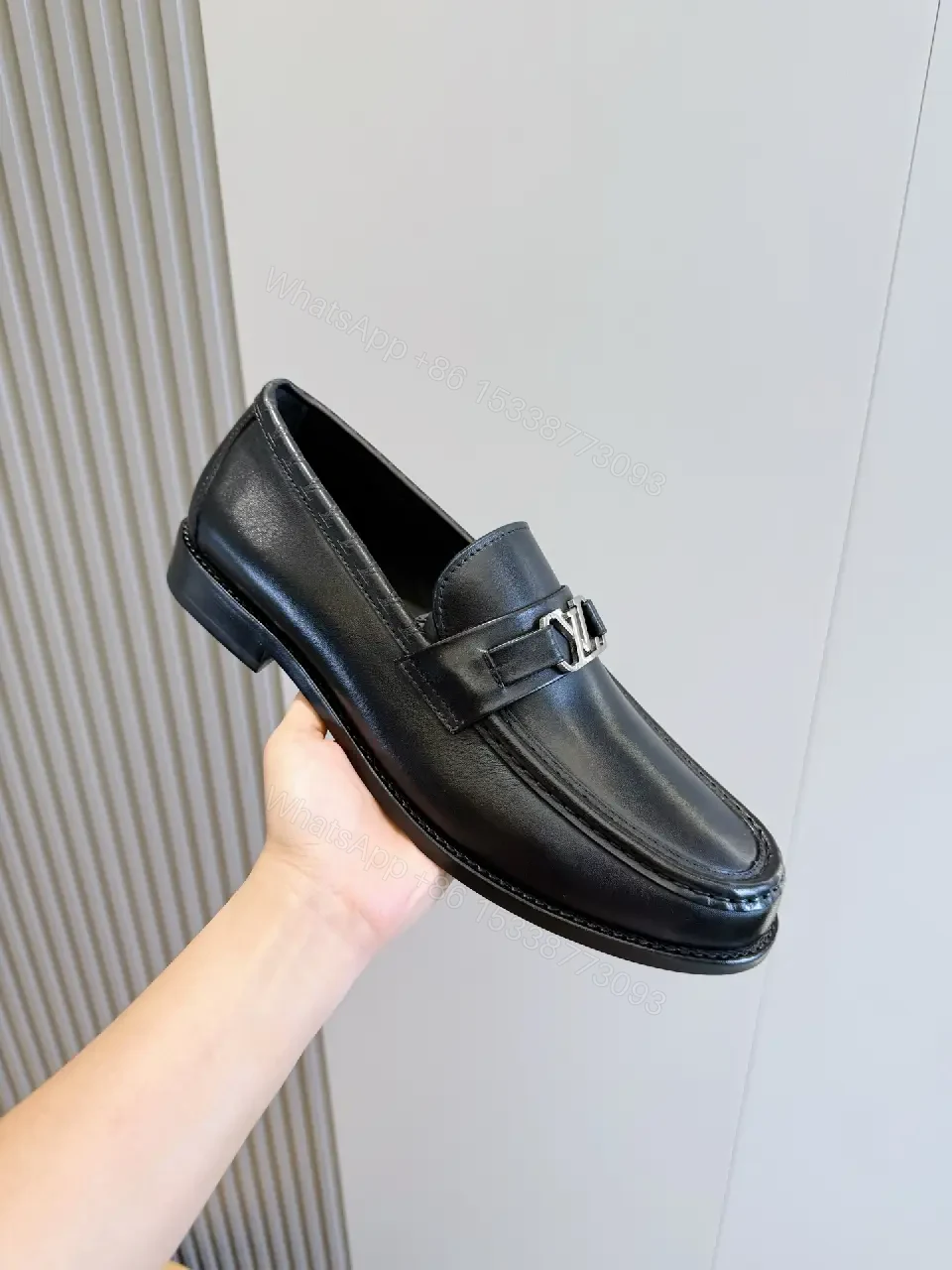 View 6 of Black Leather Loafer with LV Logo Buckle Product Type: Loafer