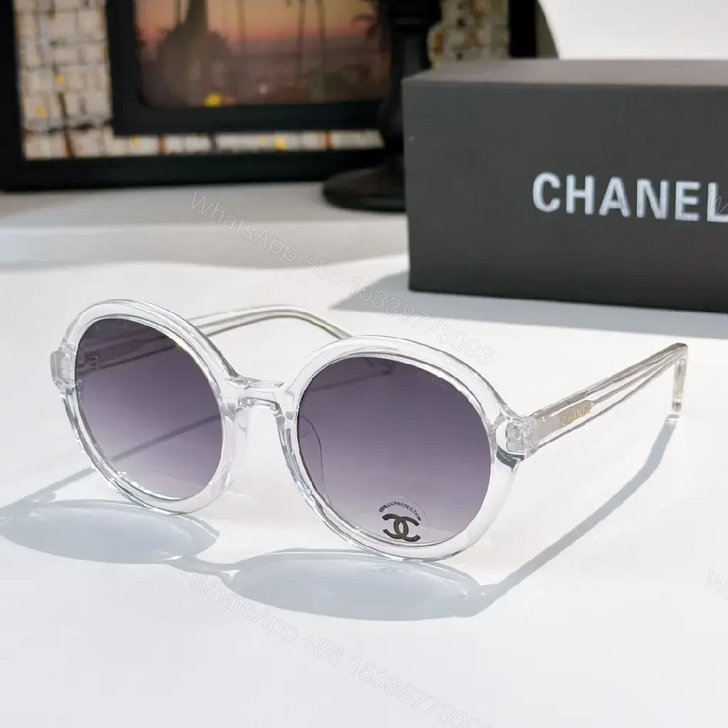 View 10 of Black Frames Round Sunglasses – Oversized, Glossy with Chanel Logo