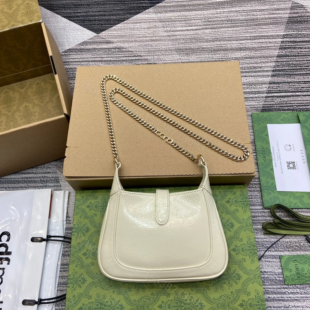 View 8 of JACKIE NOTTE MINI BAG 19 IN WHITE CRACKED LACQUER CALFSKIN GOLD HARDWARE