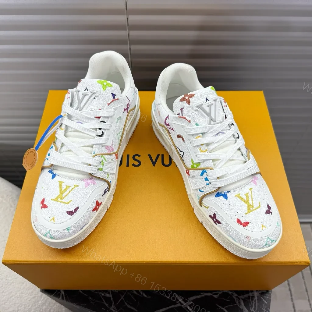 View 6 of Multicolor Monogram Luxe Sneakers with Gold Accent