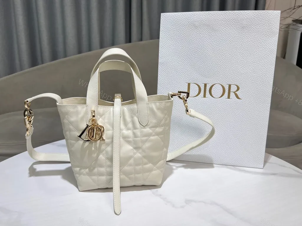 Chic Quilted Mini Tote with Gold Dior Hardware — view 1