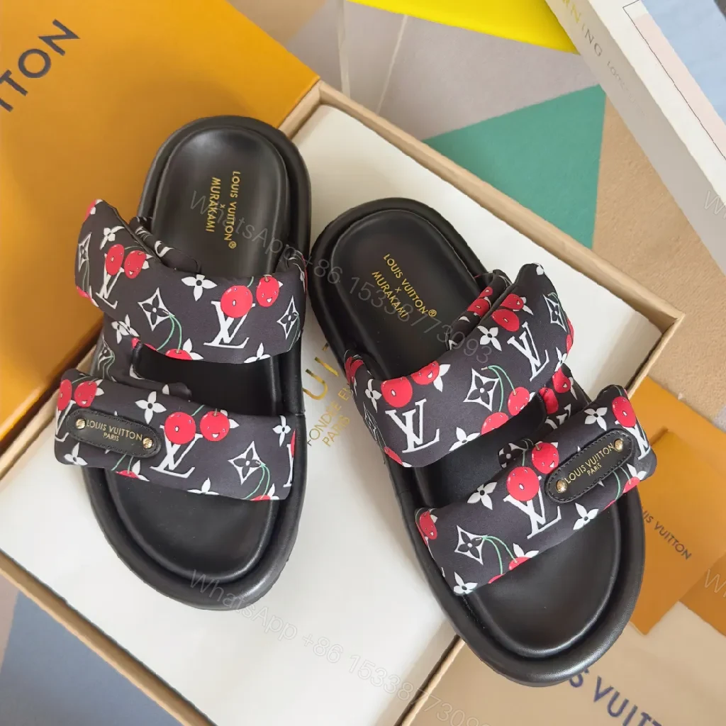View 10 of Chic Monogram Slides with Cherry Accent, Luxury Style