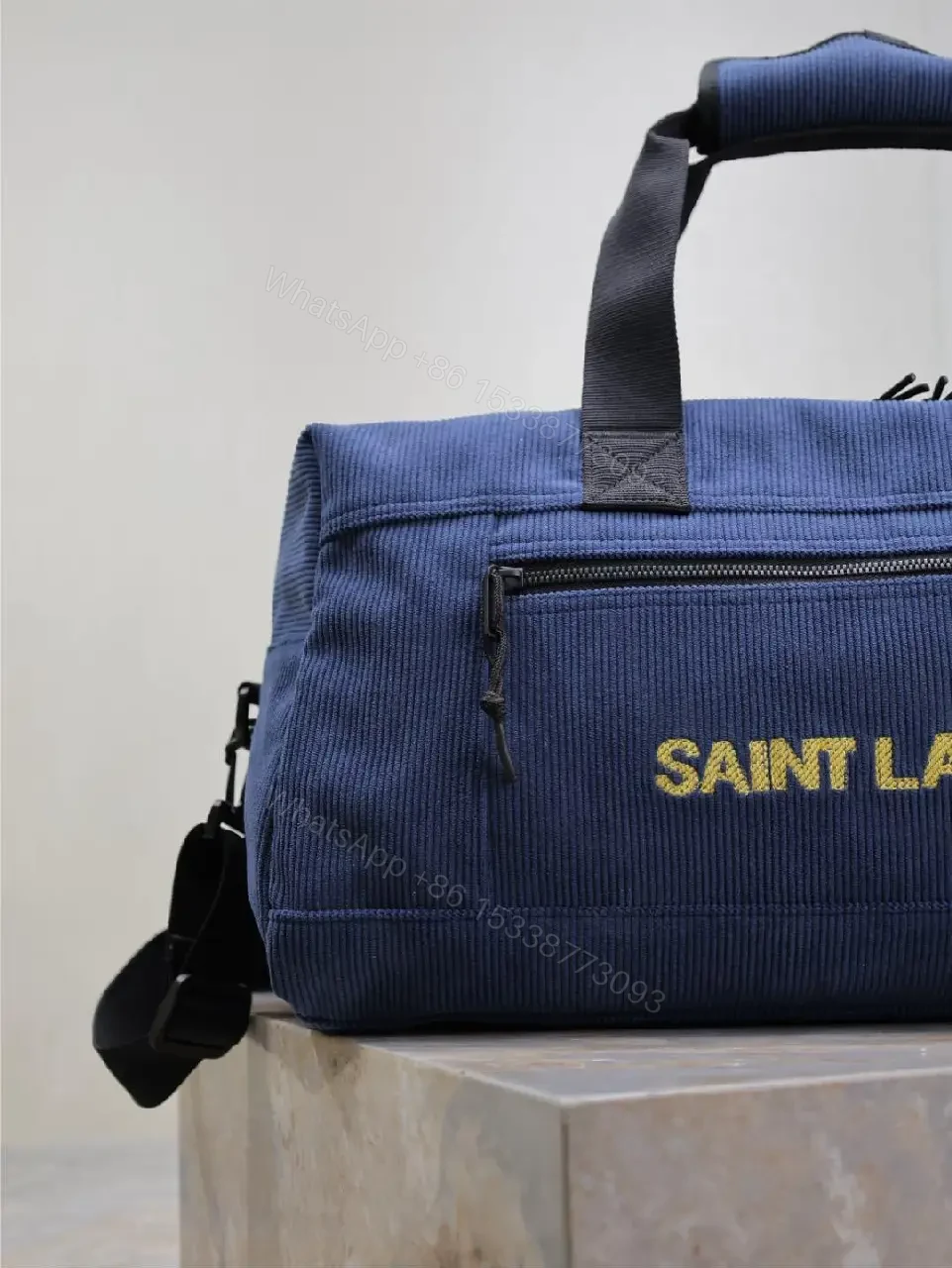 View 2 of Deep Indigo Cordura Gym Bag: Compact Luxury Travel-ready