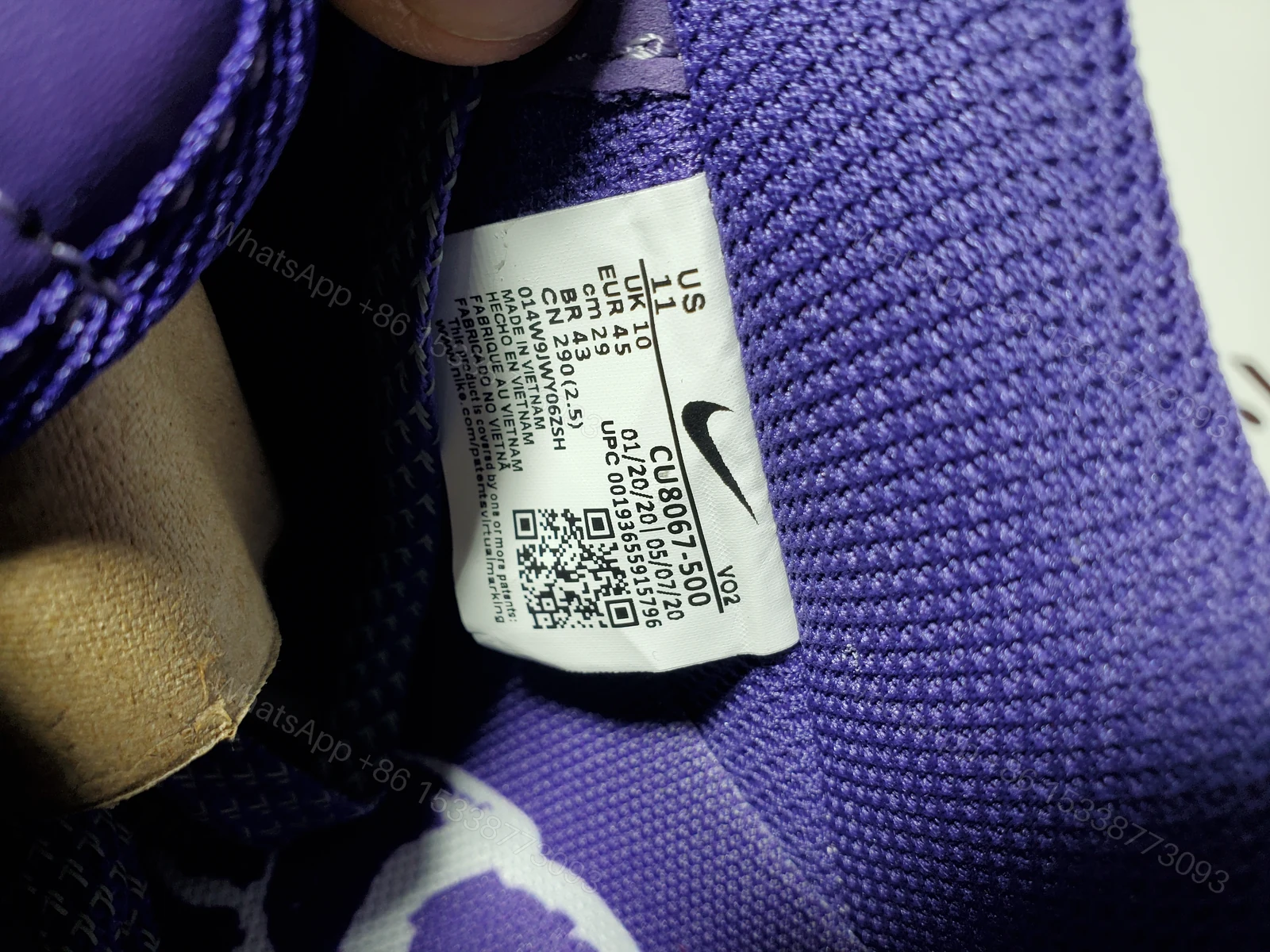 View 6 of Nike Air Force 1 LOw O7 QS Purple Skeleton Halloween (2021)