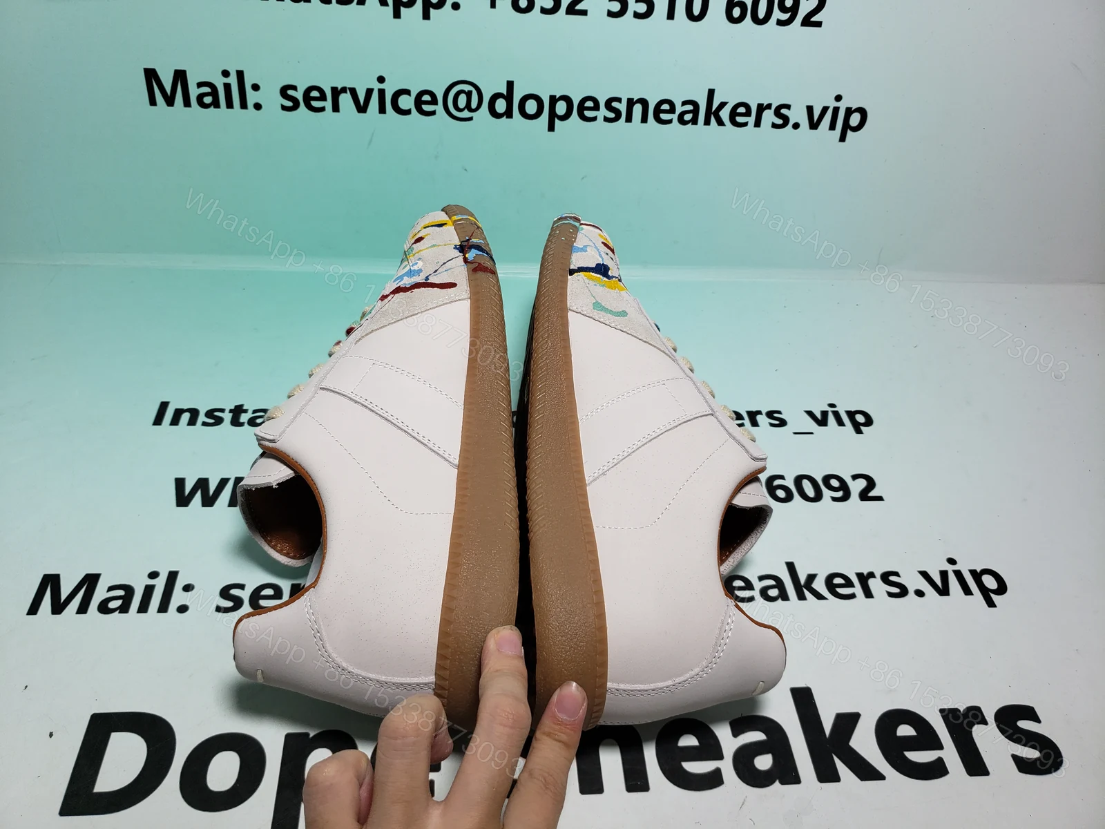 View 8 of Maison Margiela White Paint Replica Sneakers POIZON240805818