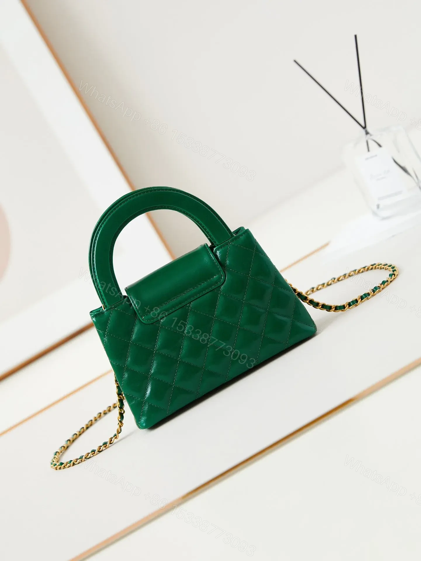 View 2 of CHANEL KELLY MINI 19 BAG IN GREEN FOREST CALFSKIN