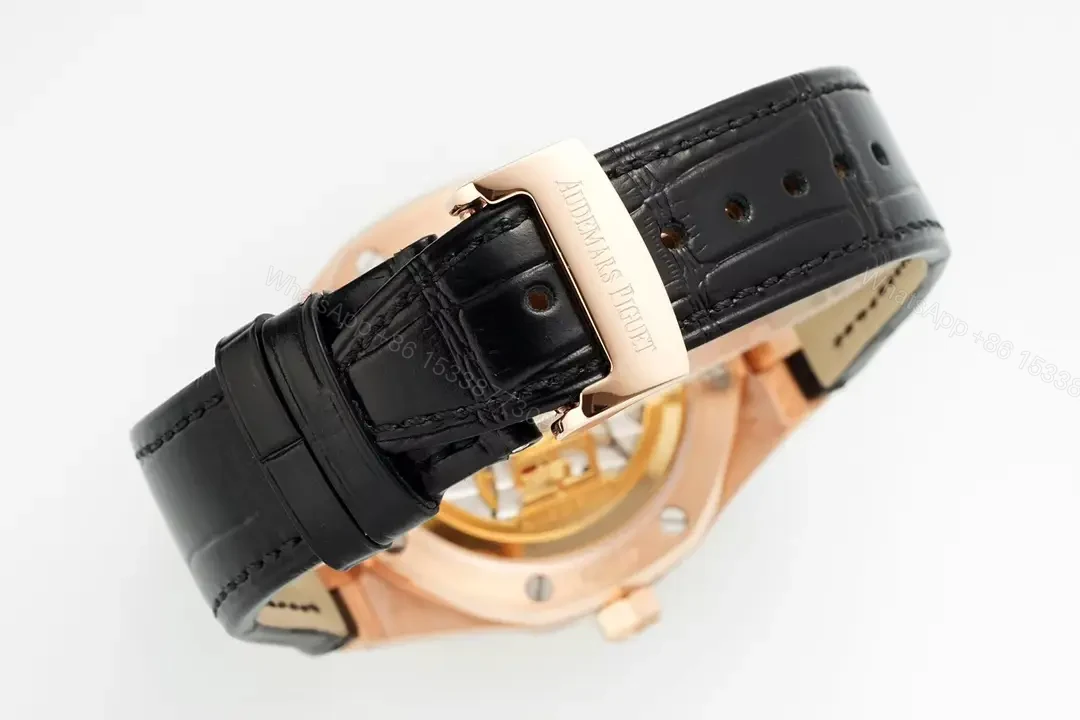 View 6 of Audemars Piguet Royal Oak 15510 Watch 41MM Rose Gold Case Black Dial Black Leather Strap Ultimate Edition AP-RO-15510-RG-BLK-LTH-41