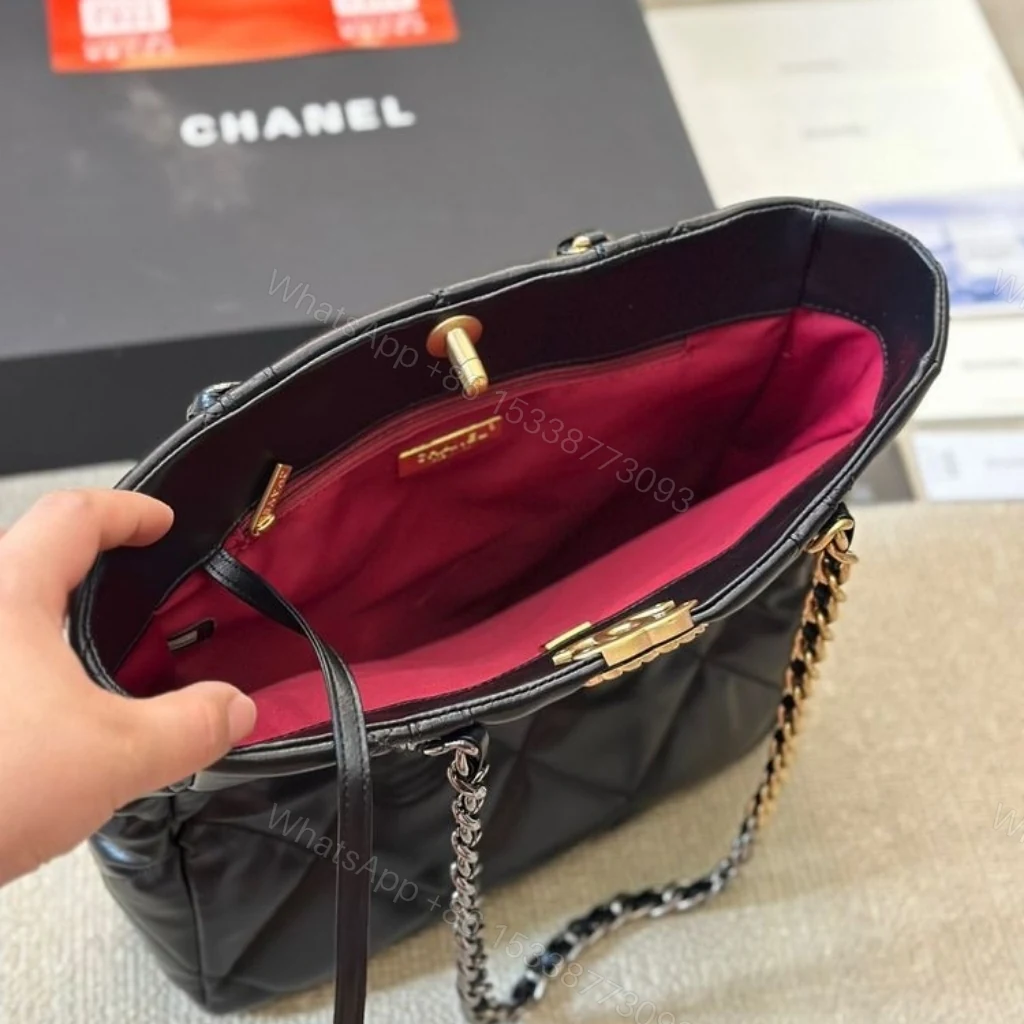 View 4 of Chanel 19 Shopping Bag Quilted Leather Medium In Black 30cm