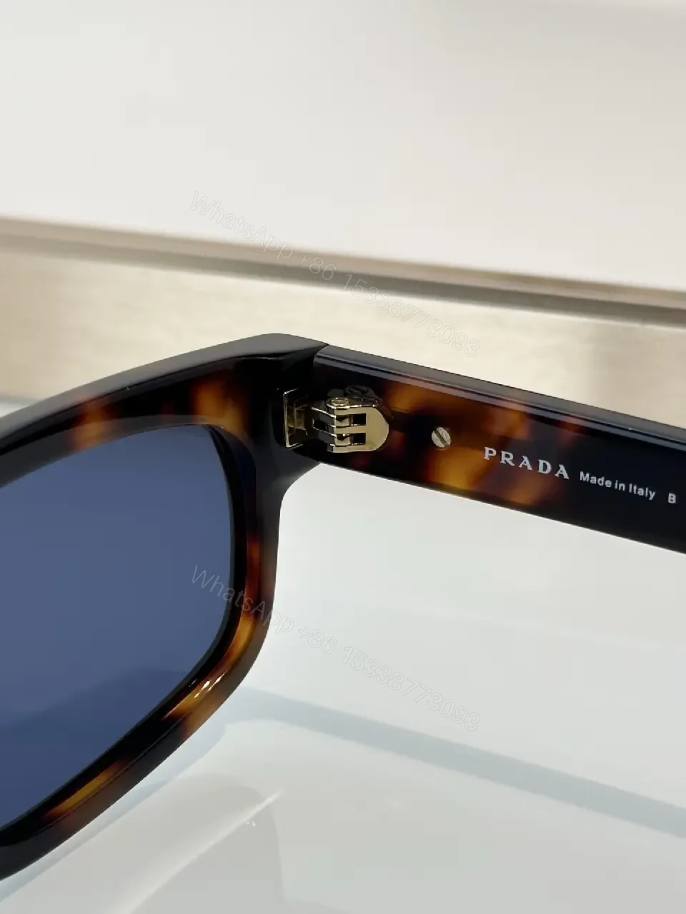 View 8 of Tortoiseshell Rectangle Wrap Sunglasses, Cat-Eye Inspired, PRADA PRZ