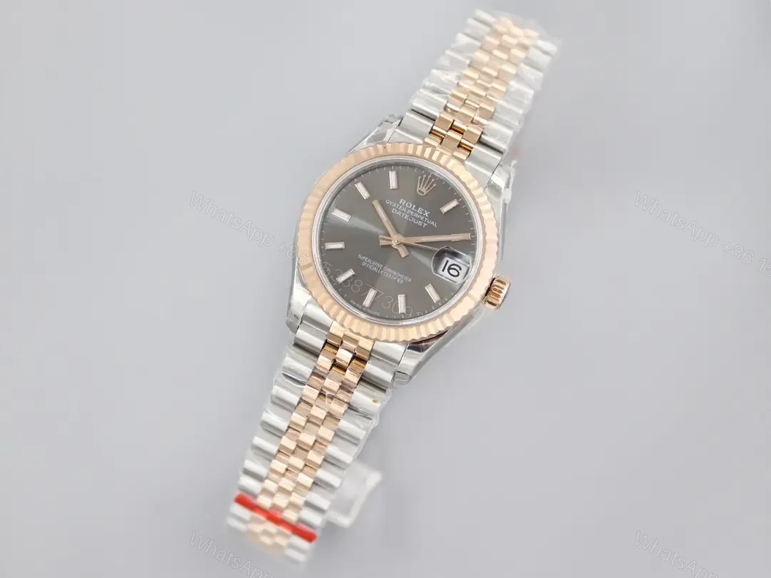 View 3 of Rolex Datejust 31 Stainless Steel Rose Gold Fluted Grey Dial Jubilee 278271-0018