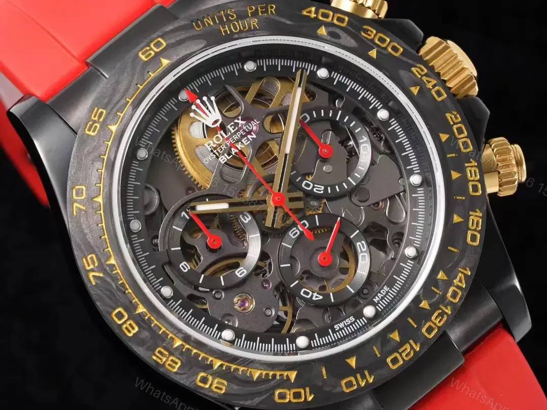 View 3 of Bold red gold daytona replica 40MM Carbon Skeleton Edition RG-DAYTONA-CARBON-RED-GOLD