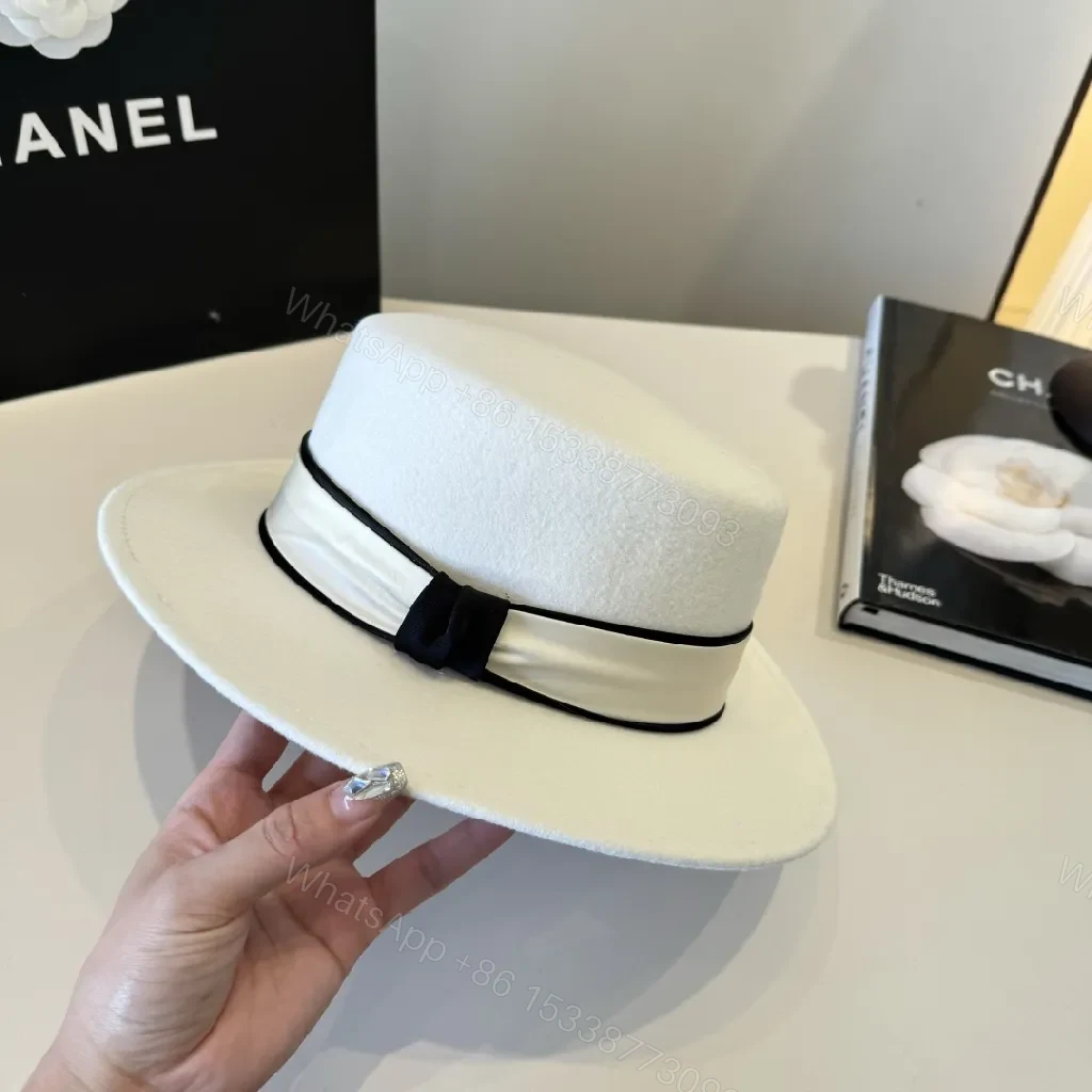 View 11 of Crisp White Wool Fedora with Black Grosgrain Band