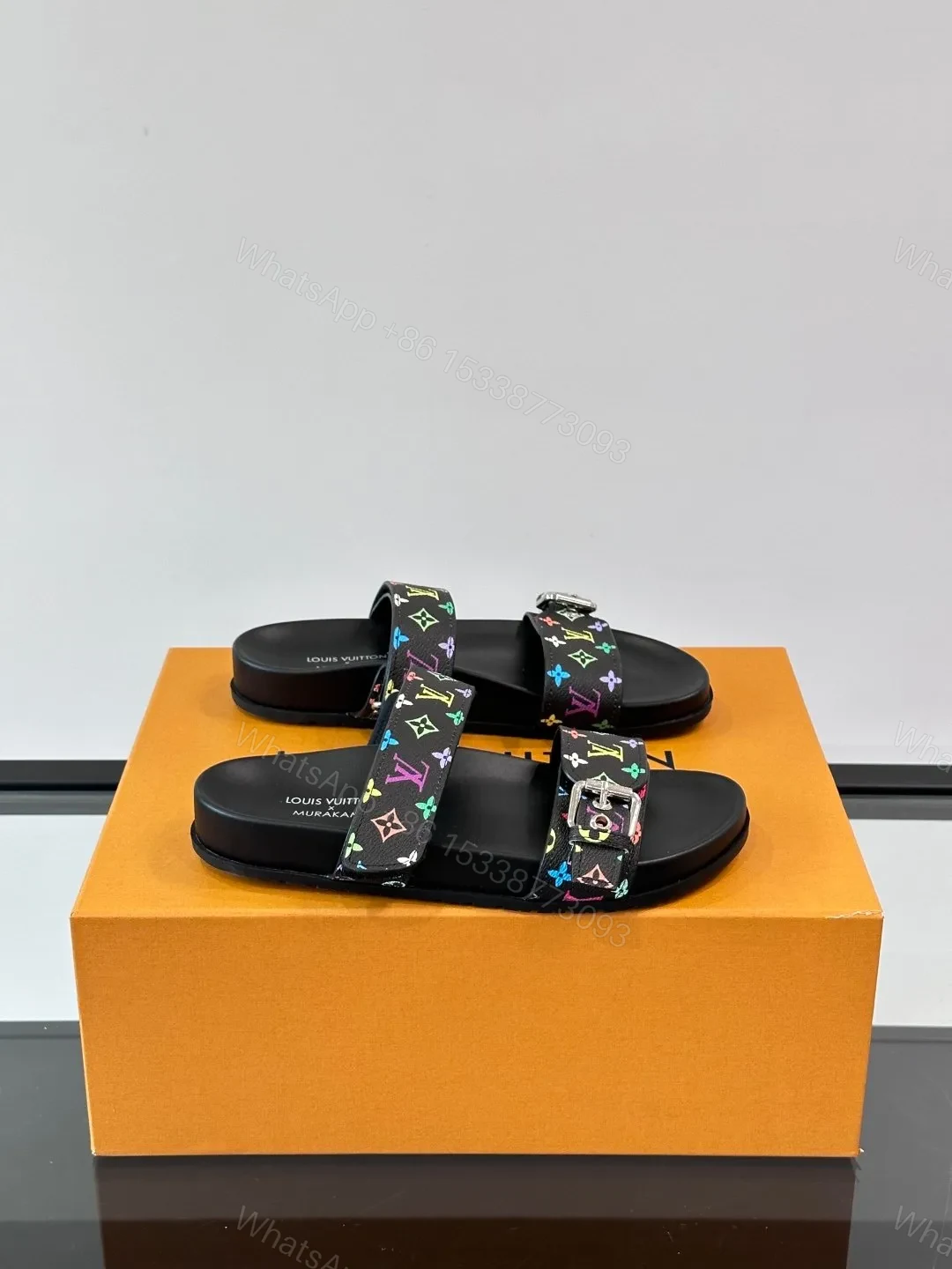 View 2 of LV Men Black Multicolor Canvas Straps Sandals